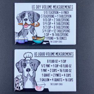 Merle Great Dane Dog Measuring Chart Magnet Set Kitchen Cooking Baking Guide